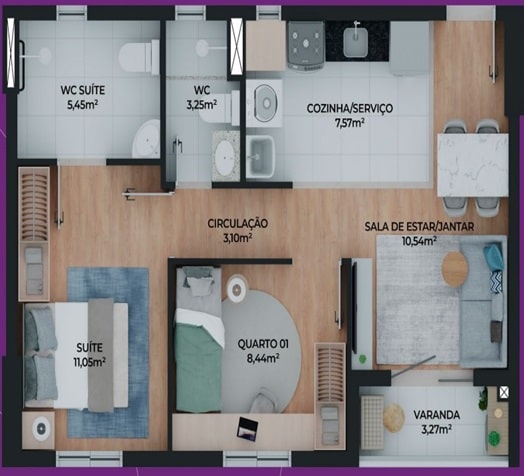 Tipo B - 52,67 m²