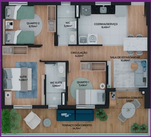 Tipo E - 76,53 m²