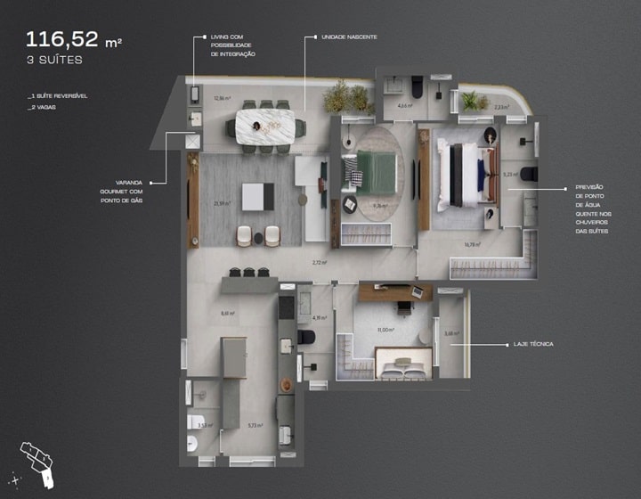 Planta 116,52 m²