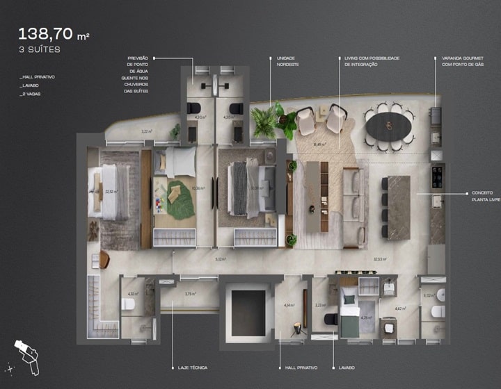Planta 138,70 m²
