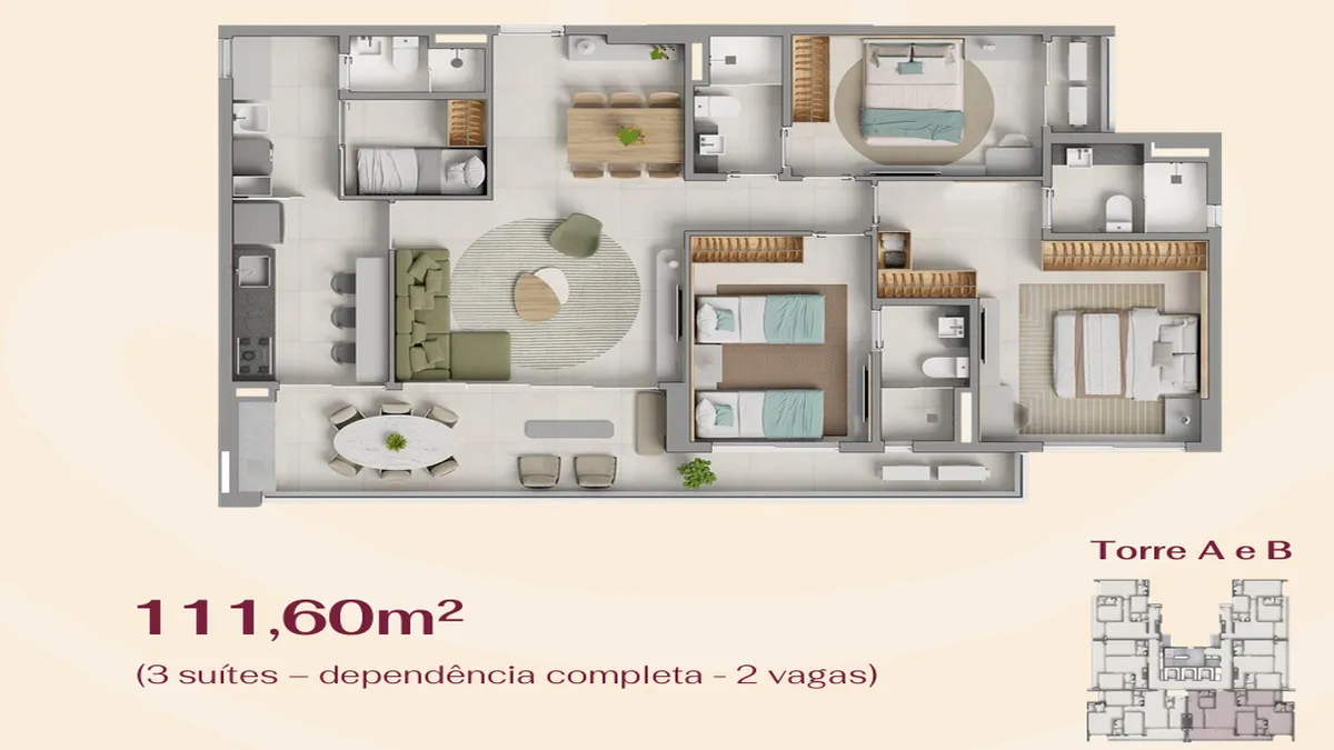 BS Beatriz Planta do Apto. 111,60 m²