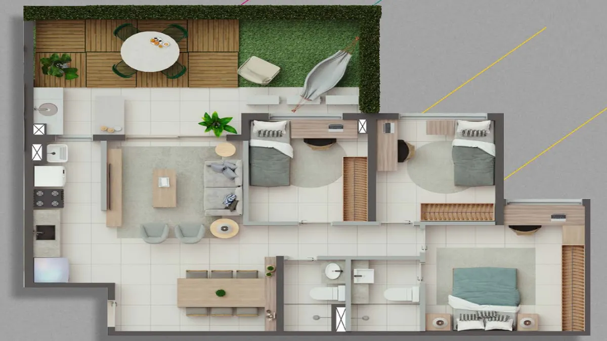 74 m² • 3 quartos Garden